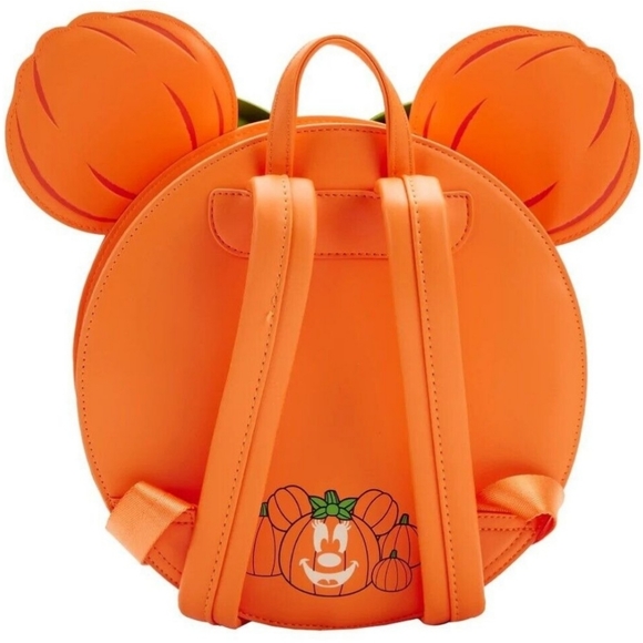 Loungefly Disney Glow Face Minnie Pumpkin Double Strap Backpack Purse Halloween - Picture 3 of 15